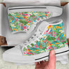 Parrot Tropical Print Pattern White High Top Shoes-grizzshop