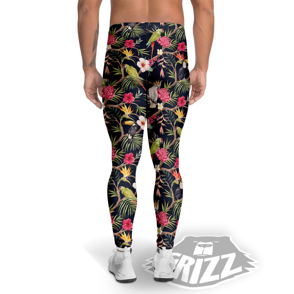 Parrot Watercolor Print Pattern Men's Leggings-grizzshop