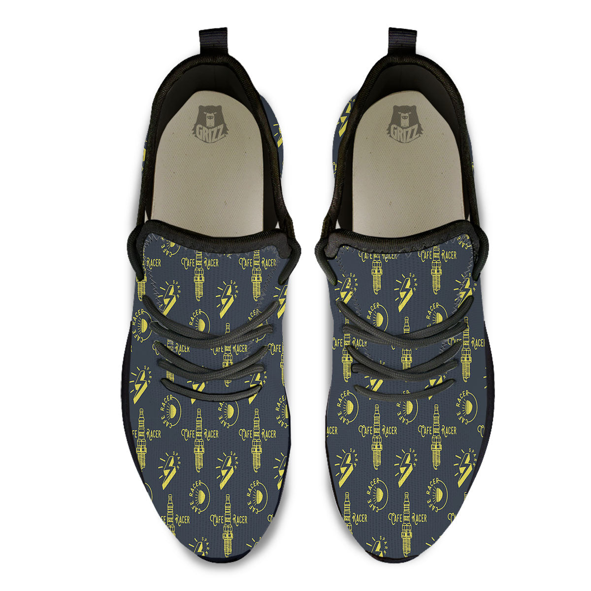 Parts Motorcycle Print Pattern Black Athletic Shoes-grizzshop
