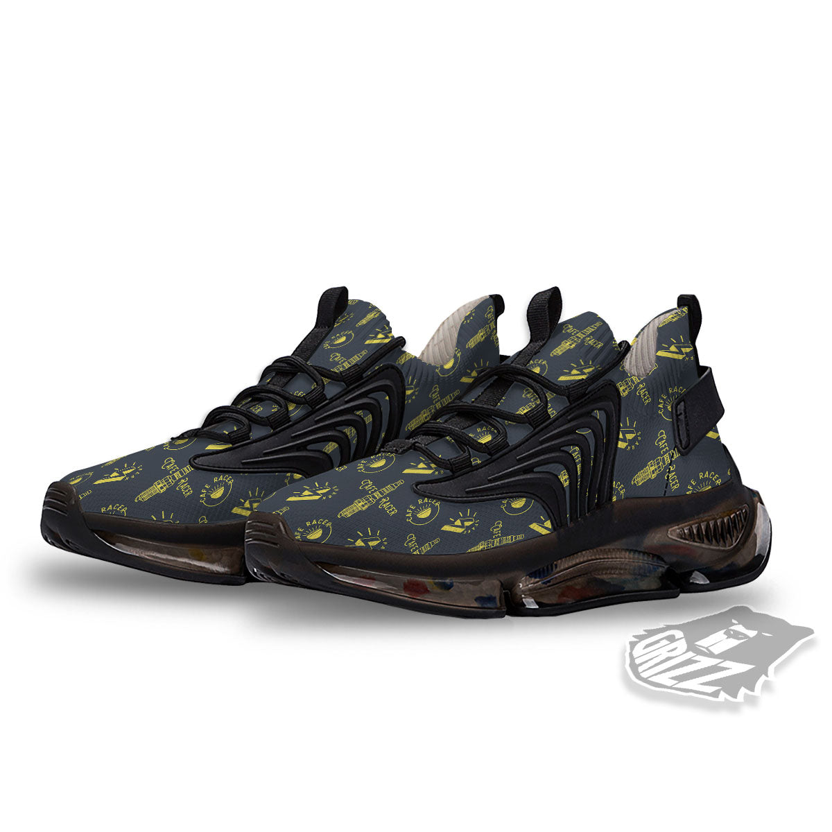 Parts Motorcycle Print Pattern Black Gym Shoes-grizzshop