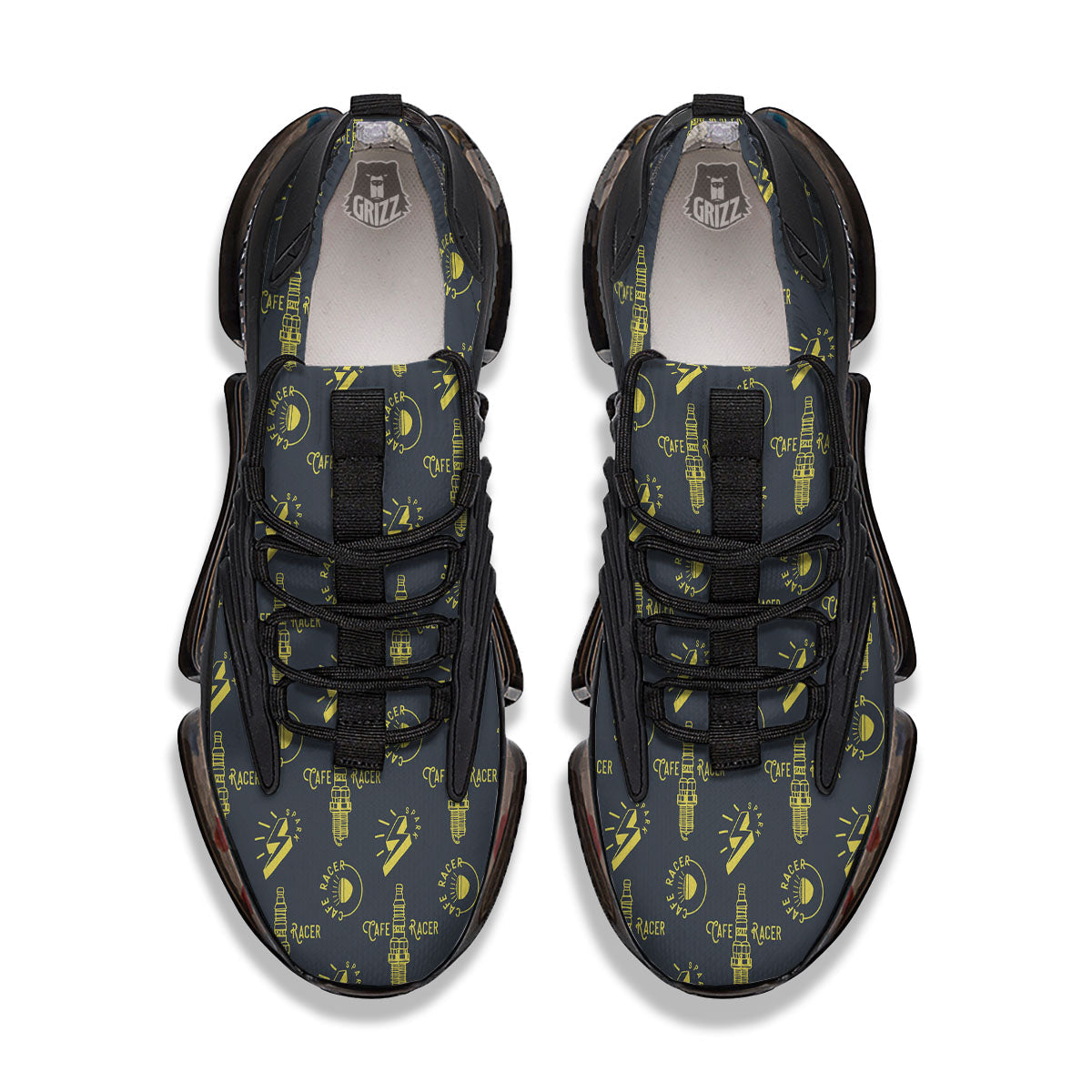 Parts Motorcycle Print Pattern Black Gym Shoes-grizzshop