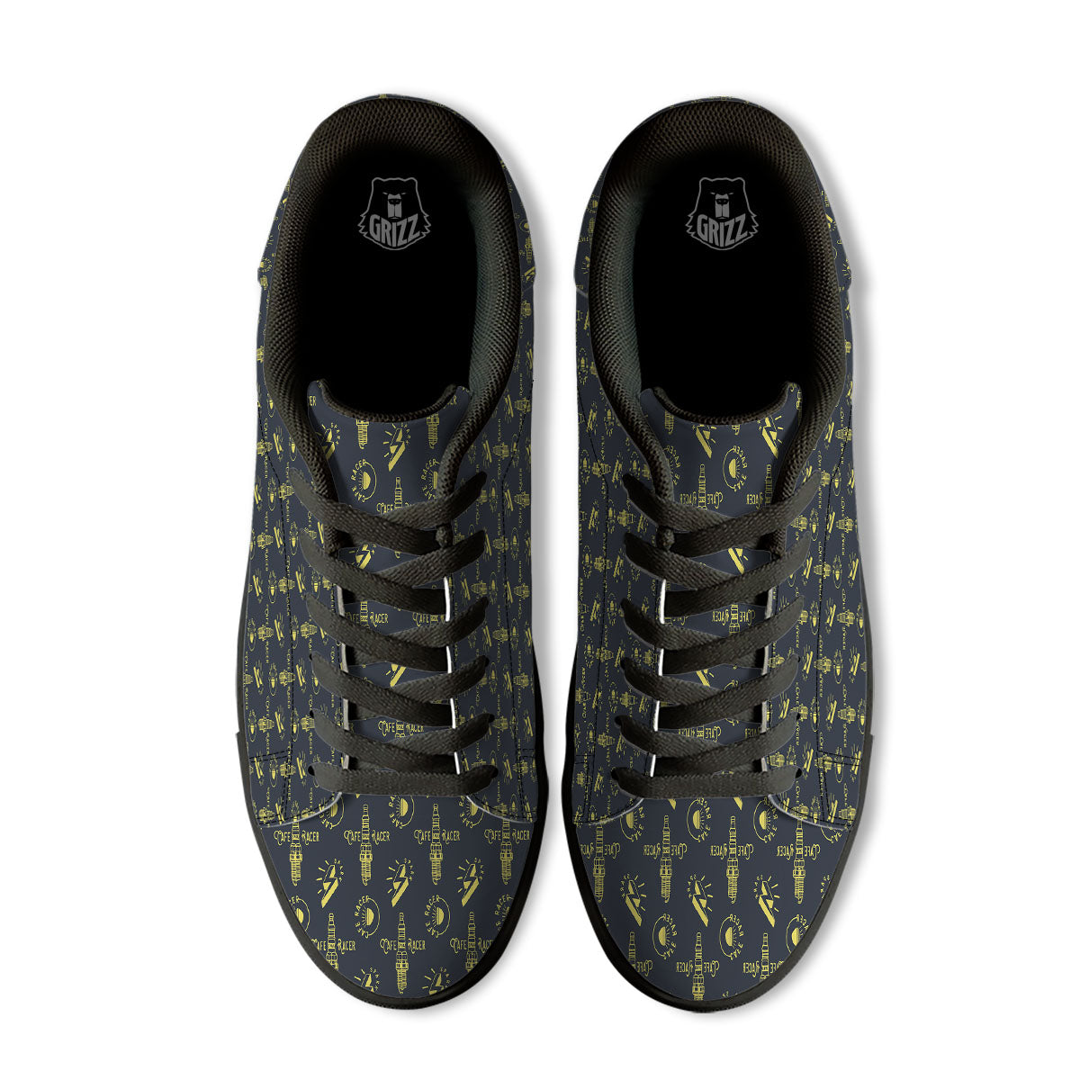 Parts Motorcycle Print Pattern Black Low Top Sneakers-grizzshop