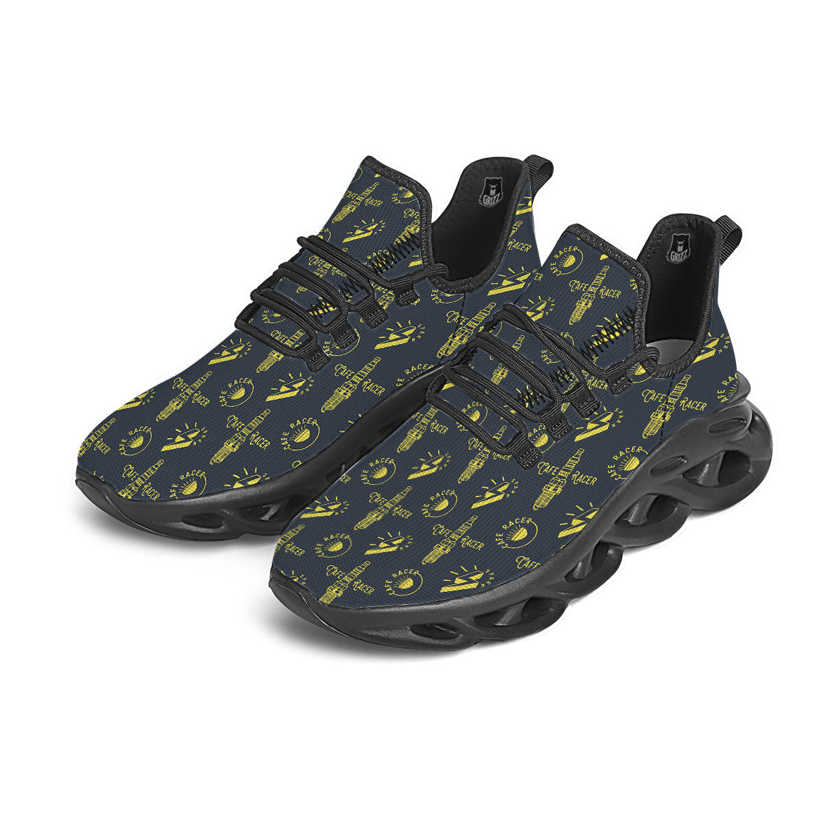 Parts Motorcycle Print Pattern Black Running Shoes-grizzshop
