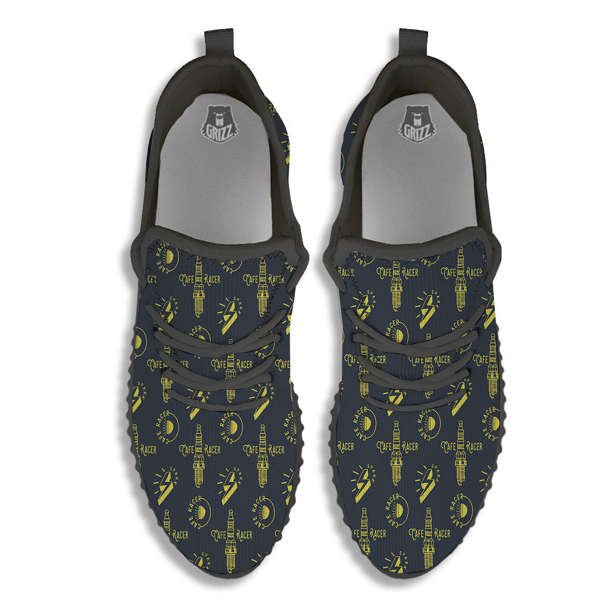 Parts Motorcycle Print Pattern Black Walking Shoes-grizzshop