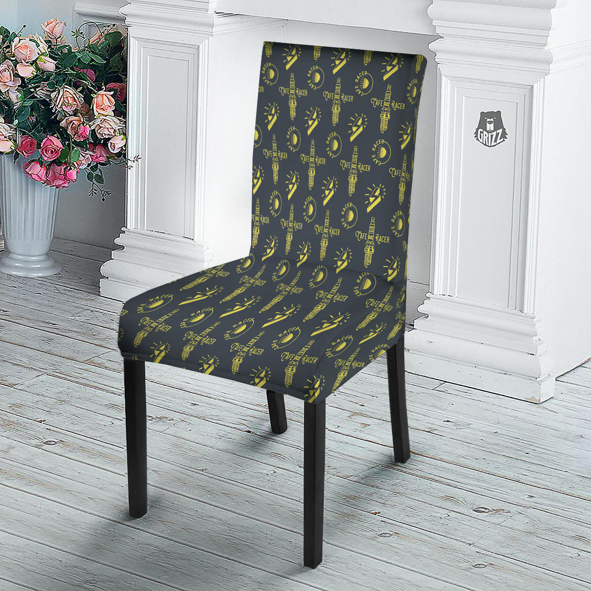 Parts Motorcycle Print Pattern Dining Chair Slipcover-grizzshop