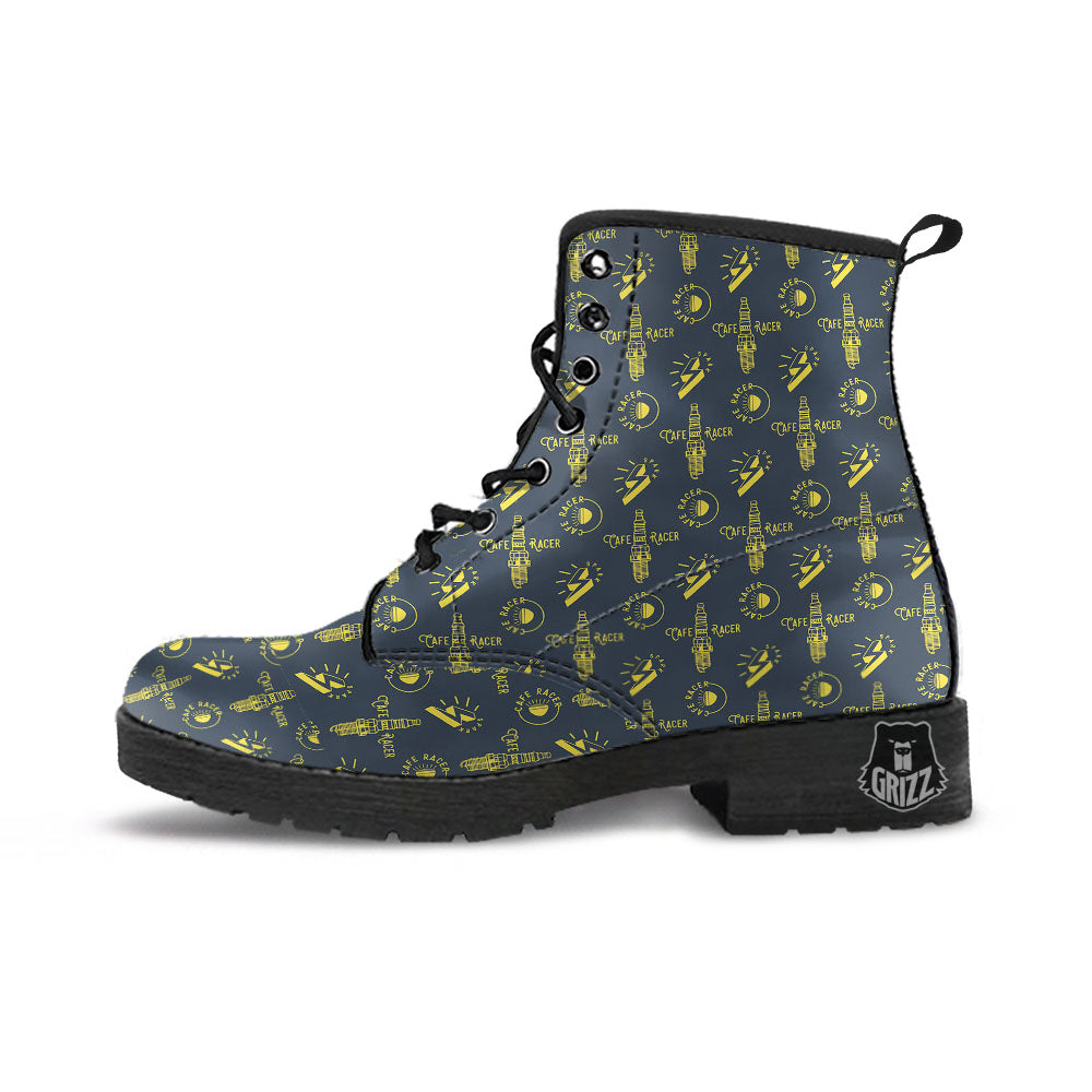 Parts Motorcycle Print Pattern Leather Boots-grizzshop