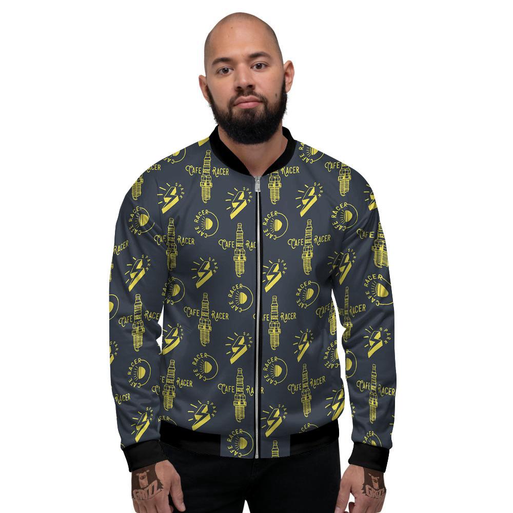 Parts Motorcycle Print Pattern Men's Bomber Jacket-grizzshop