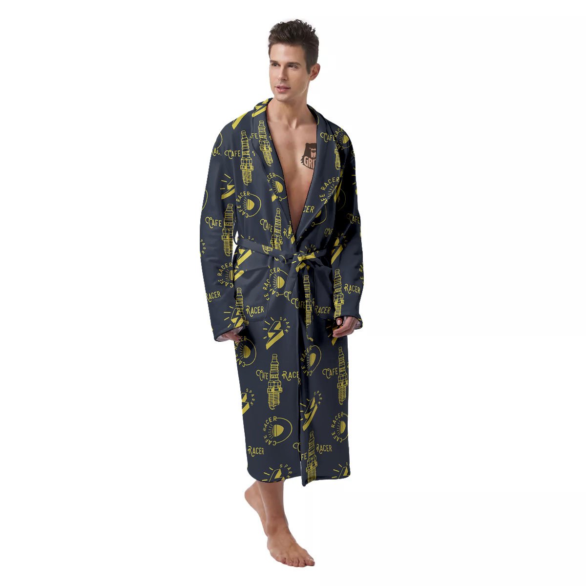 Parts Motorcycle Print Pattern Men's Robe-grizzshop