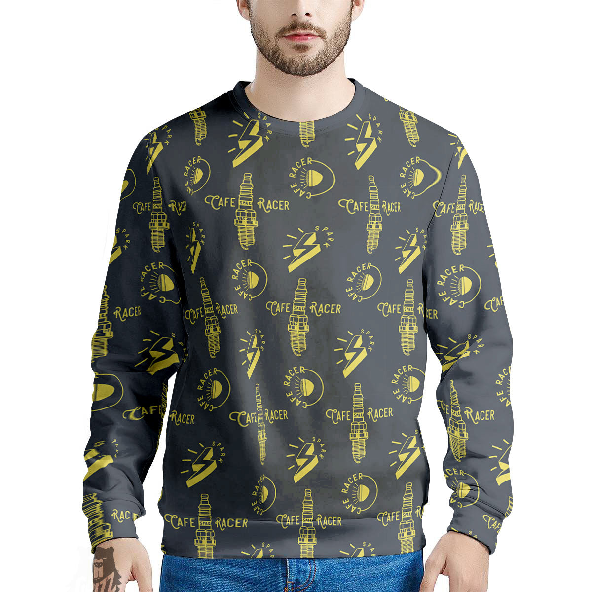 Parts Motorcycle Print Pattern Men's Sweatshirt-grizzshop