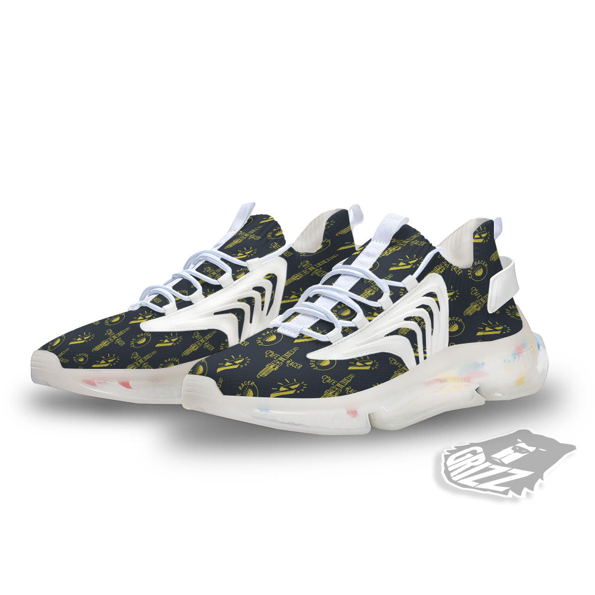 Parts Motorcycle Print Pattern White Gym Shoes-grizzshop