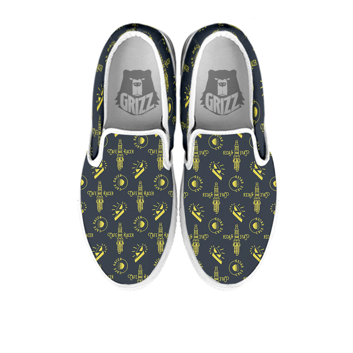 Parts Motorcycle Print Pattern White Slip On Shoes-grizzshop