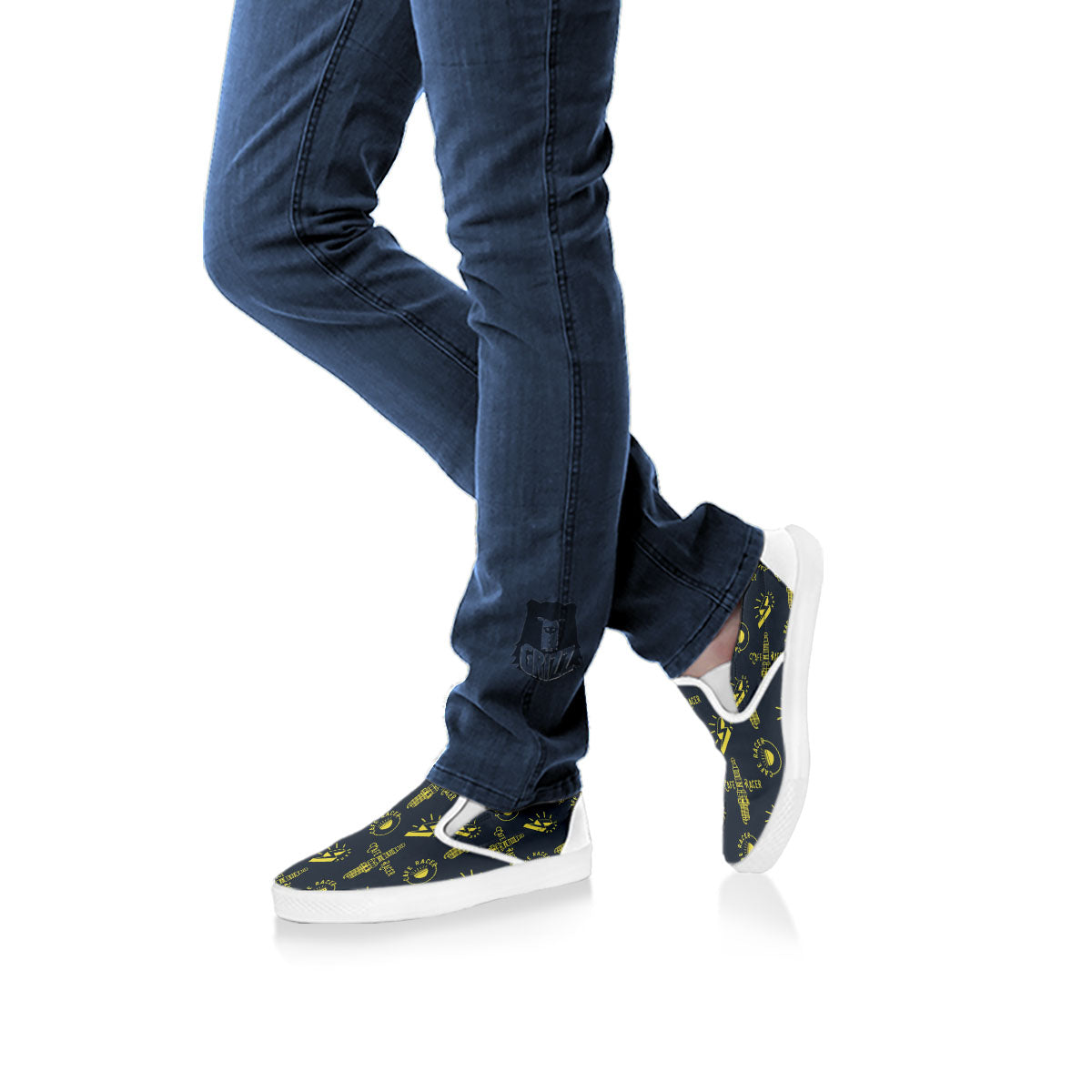 Parts Motorcycle Print Pattern White Slip On Shoes-grizzshop