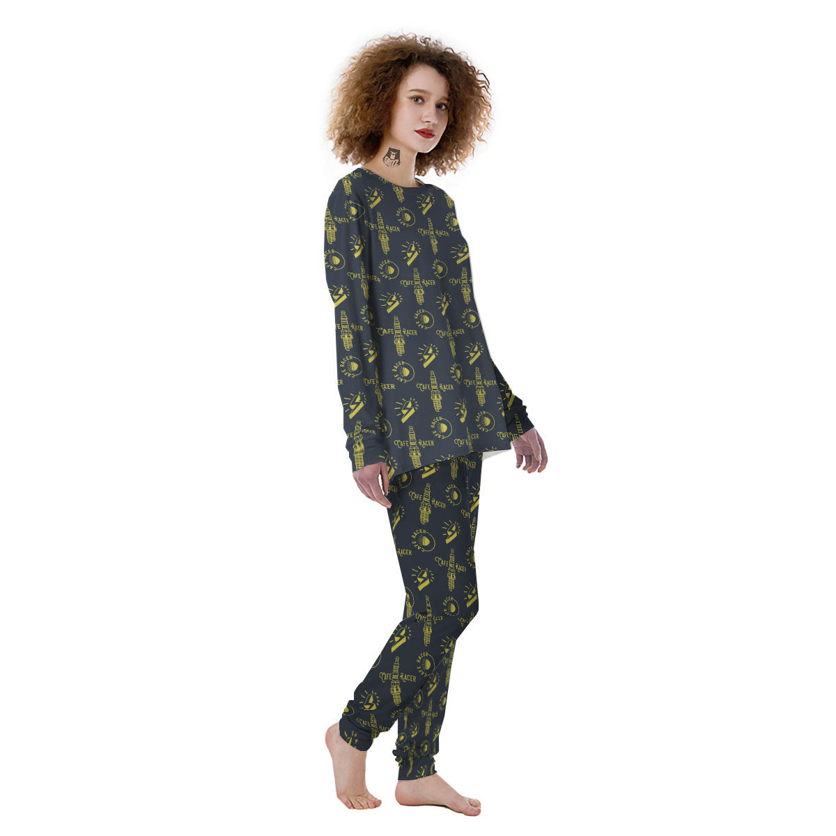 Parts Motorcycle Print Pattern Women's Pajamas-grizzshop