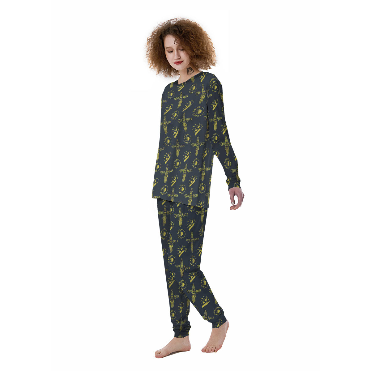 Parts Motorcycle Print Pattern Women's Pajamas-grizzshop
