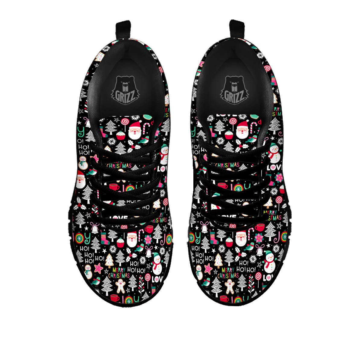 Party Elements Christmas Print Pattern Black Sneaker-grizzshop
