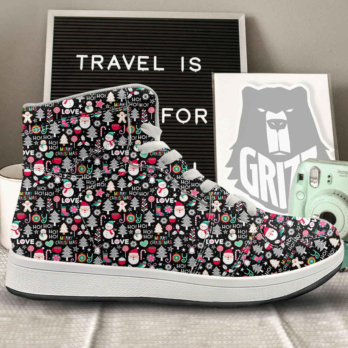 Party Elements Christmas Print Pattern High Top Sneakers-grizzshop