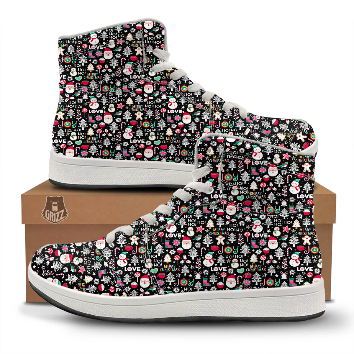 Party Elements Christmas Print Pattern High Top Sneakers-grizzshop