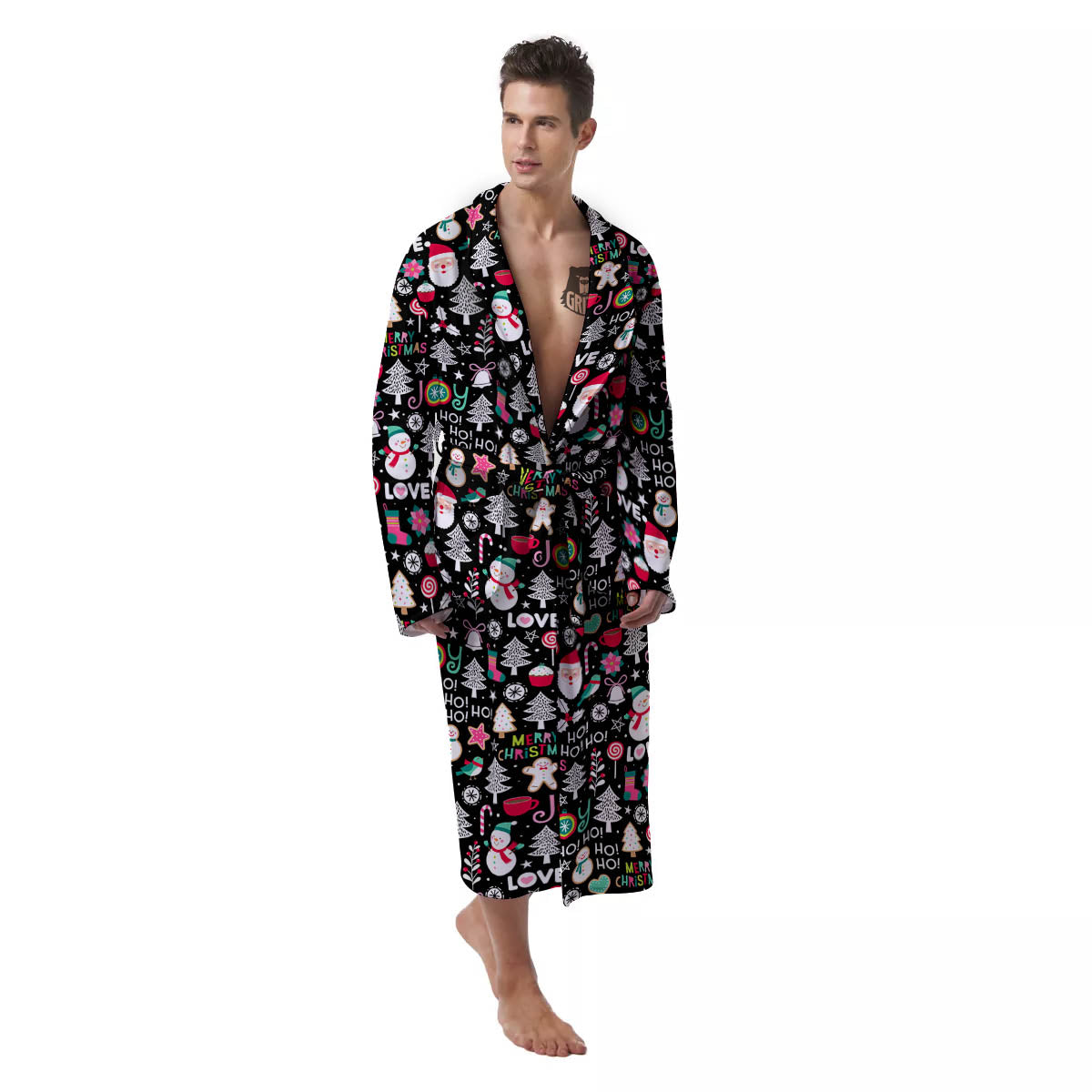 Party Elements Christmas Print Pattern Men's Robe-grizzshop