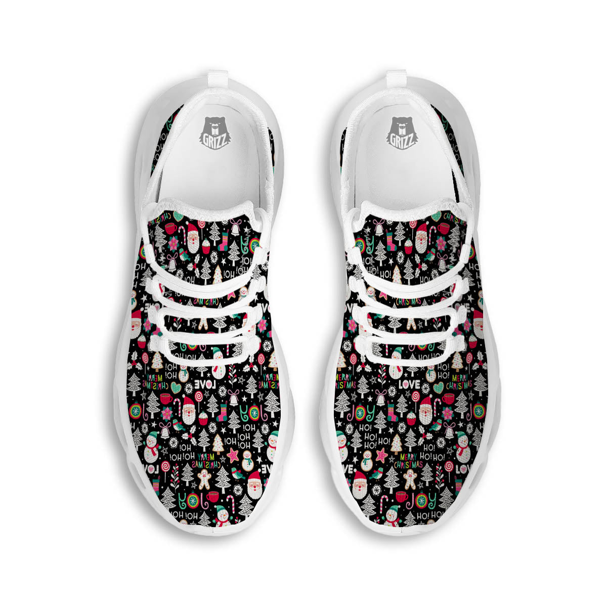 Party Elements Christmas Print Pattern White Running Shoes-grizzshop