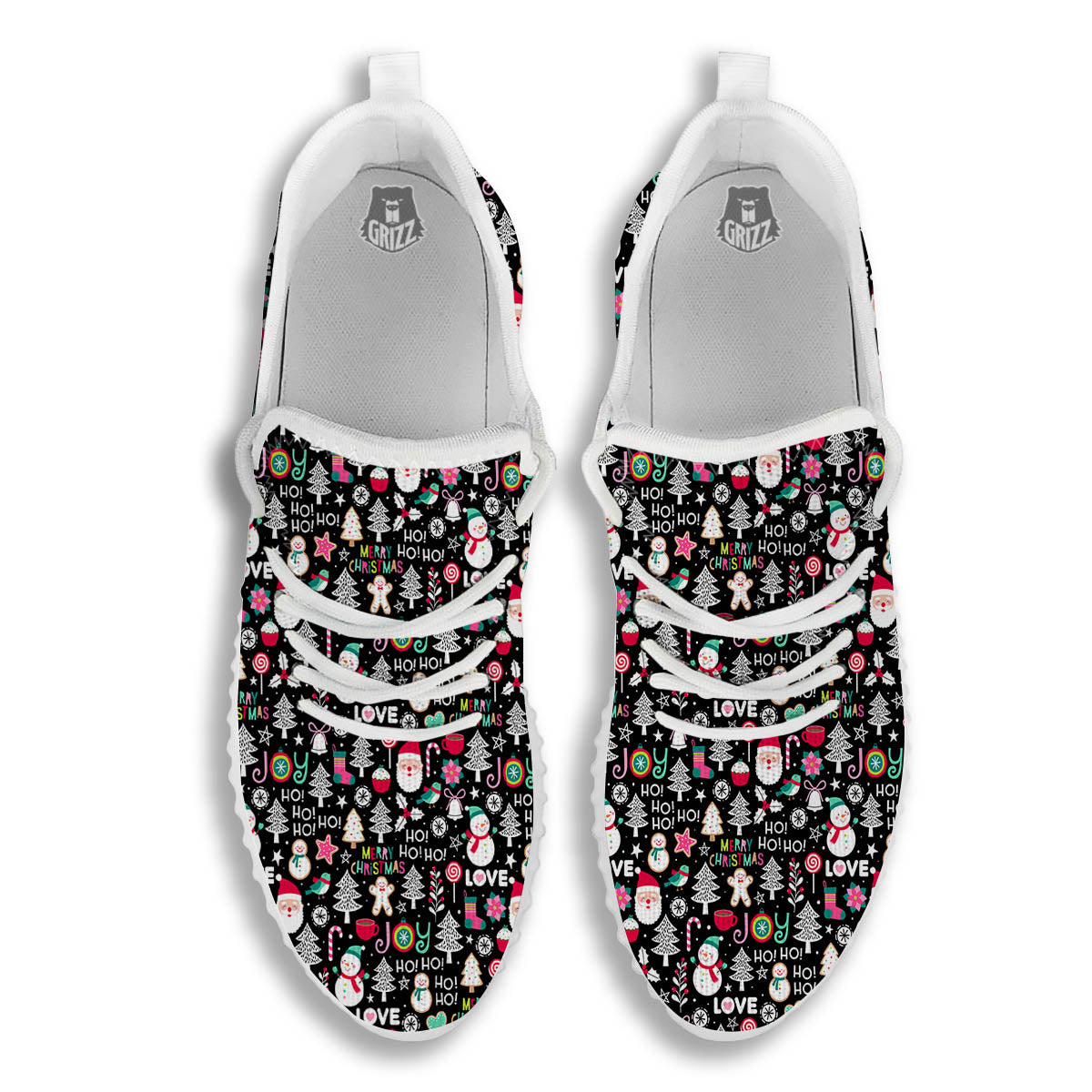 Party Elements Christmas Print Pattern White Walking Shoes-grizzshop