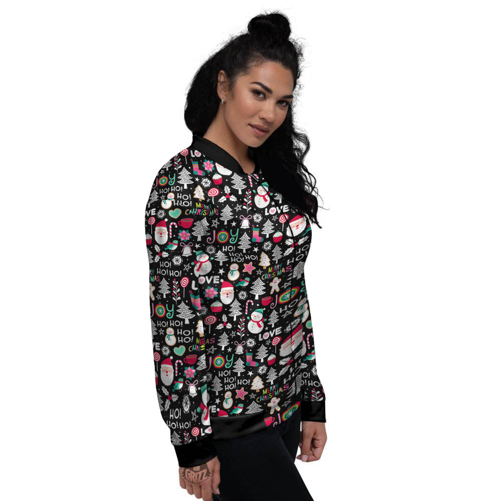 Party Elements Christmas Print Pattern Women's Bomber Jacket-grizzshop