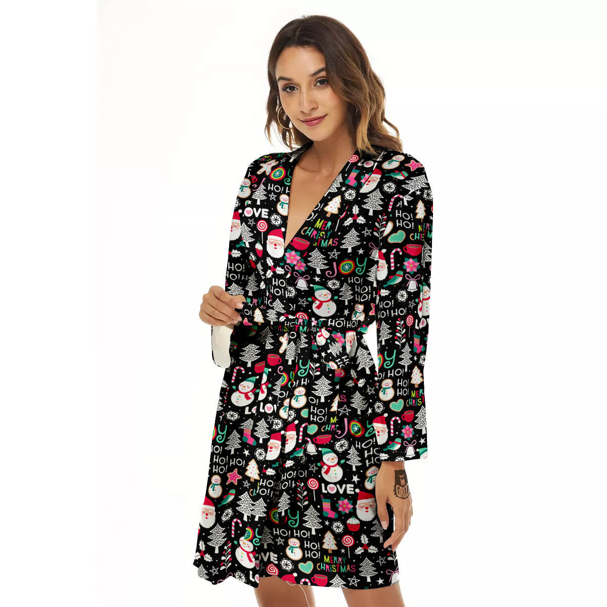 Party Elements Christmas Print Pattern Women's Robe-grizzshop