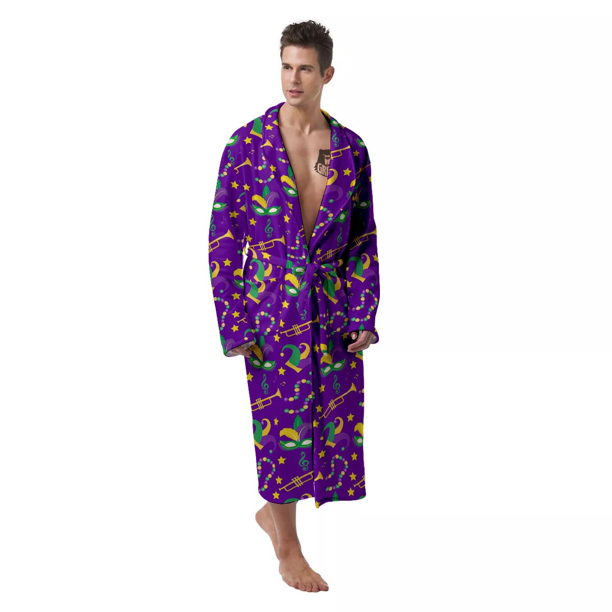 Party Mardi Gras Print Pattern Men's Robe-grizzshop