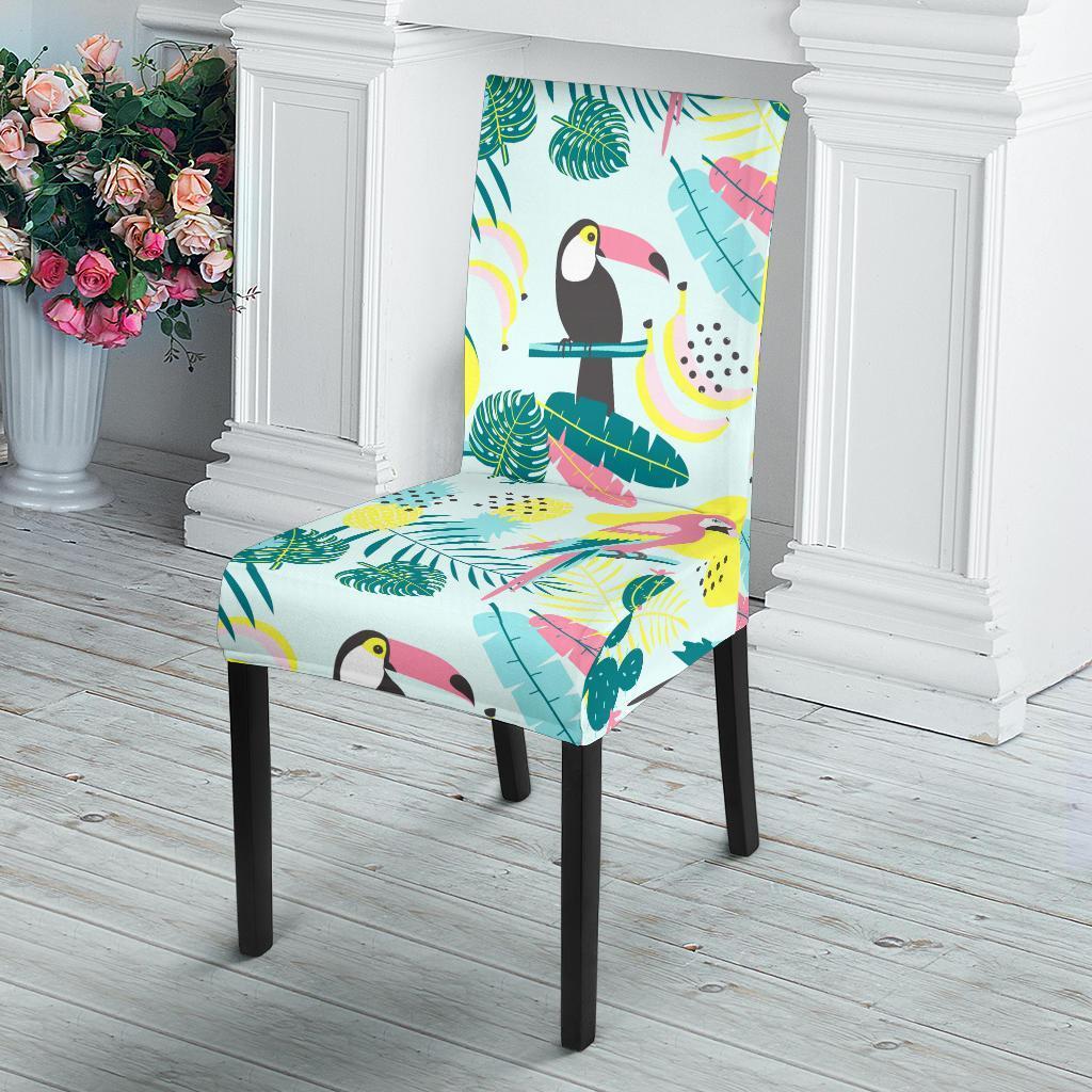 Pastal Parrot Bird Floral Pattern Print Chair Cover-grizzshop