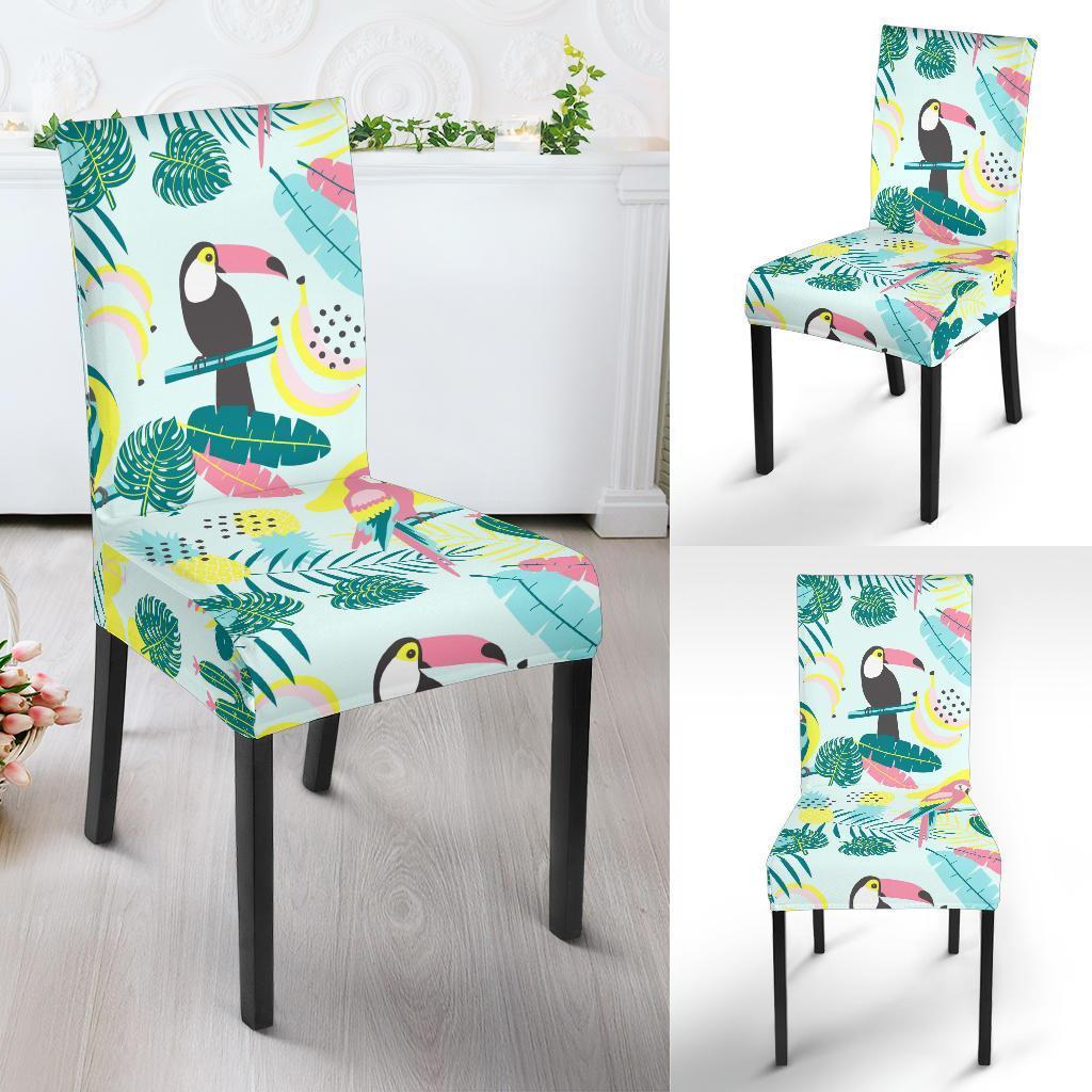 Pastal Parrot Bird Floral Pattern Print Chair Cover-grizzshop