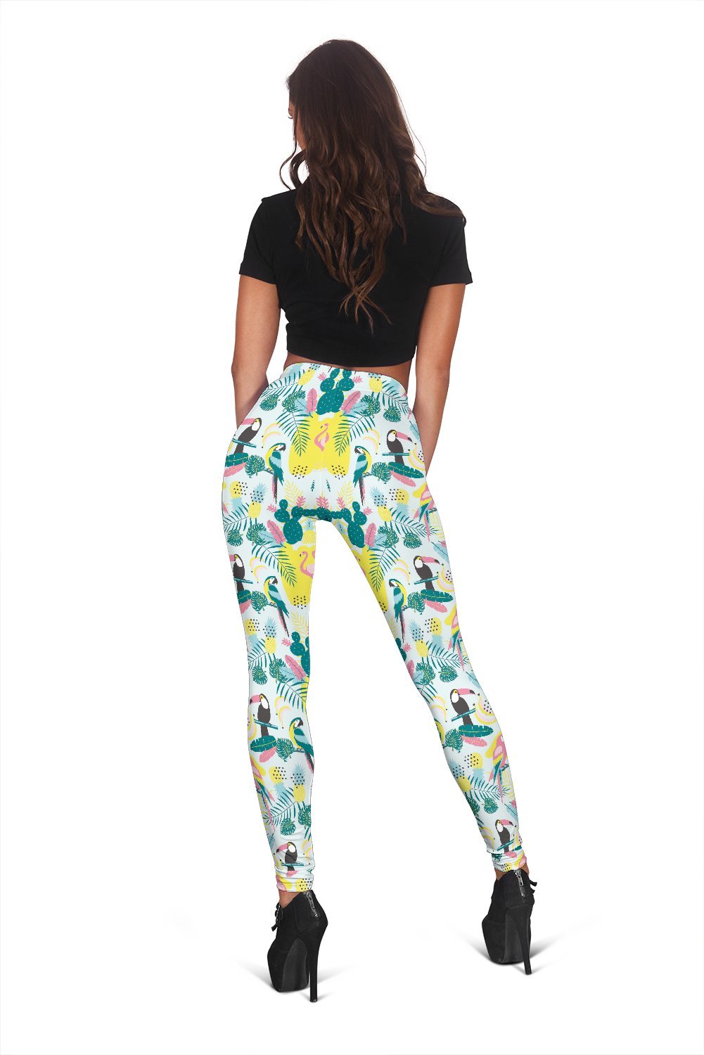 Pastal Parrot Bird Floral Pattern Print Women Leggings-grizzshop