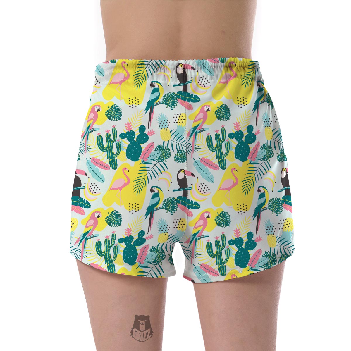 Pastal Parrot Bird Floral Pattern Print Women's Shorts-grizzshop