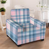 Pastel Blue And Pink Plaid Tartan Armchair Cover-grizzshop