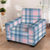 Pastel Blue And Pink Plaid Tartan Armchair Cover-grizzshop