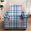 Pastel Blue And Pink Plaid Tartan Armchair Cover-grizzshop