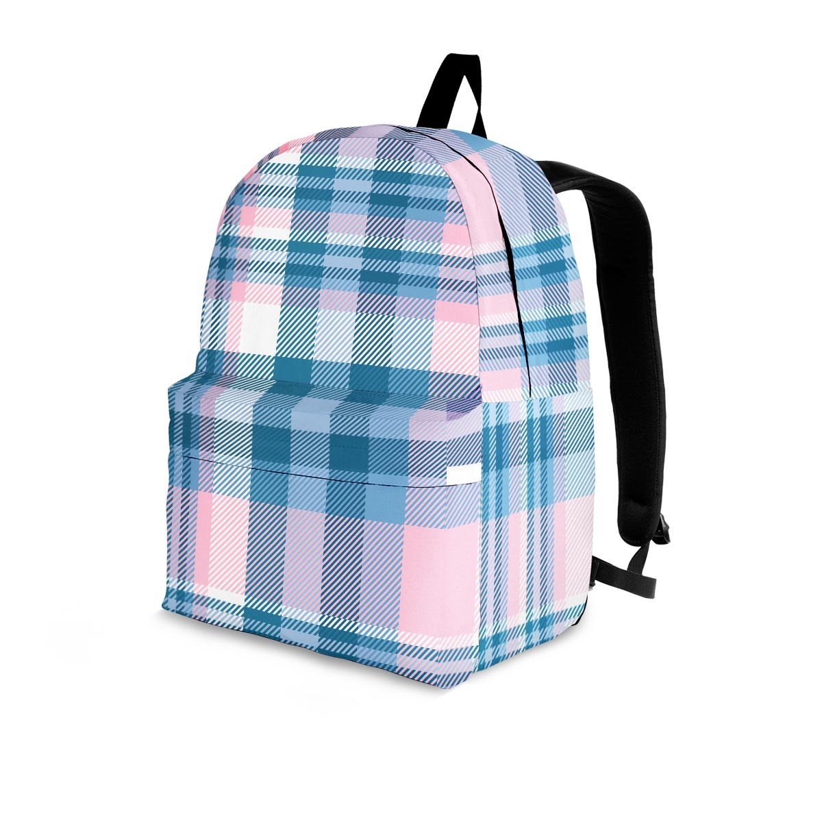 Pastel Blue And Pink Plaid Tartan Backpack-grizzshop