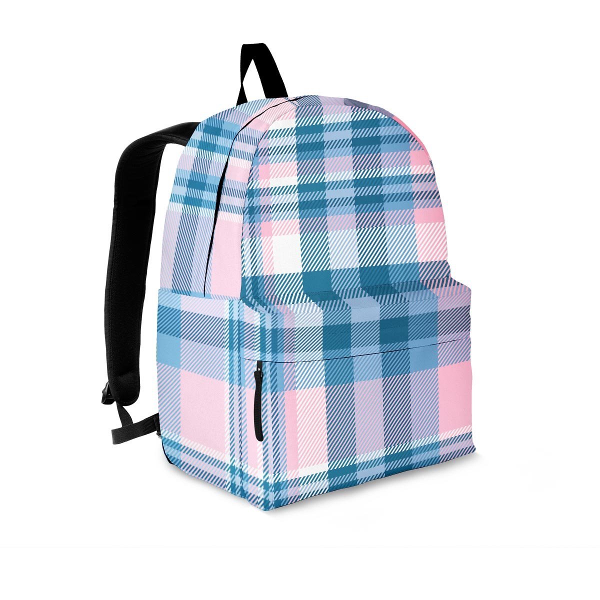 Pastel Blue And Pink Plaid Tartan Backpack-grizzshop