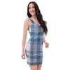 Pastel Blue And Pink Plaid Tartan Bodycon Dress-grizzshop