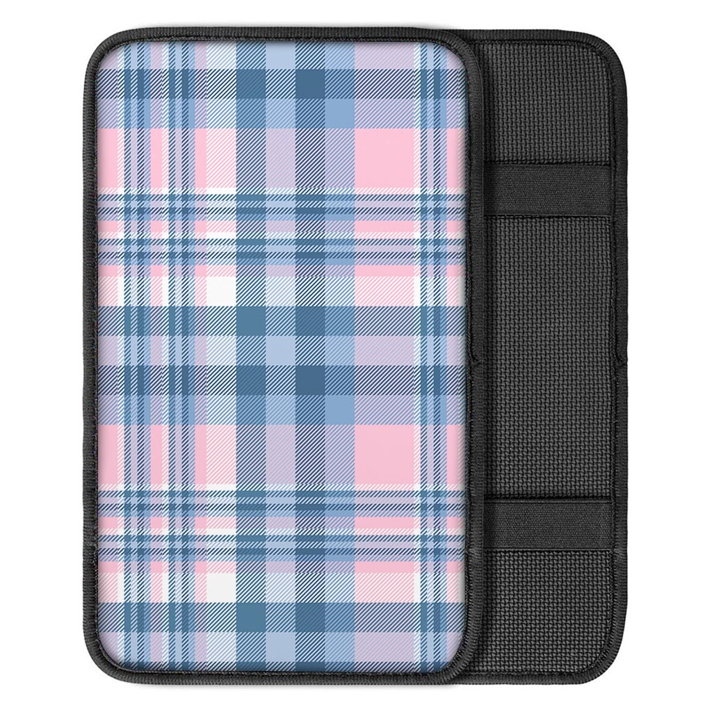 Pastel Blue And Pink Plaid Tartan Car Console Cover-grizzshop