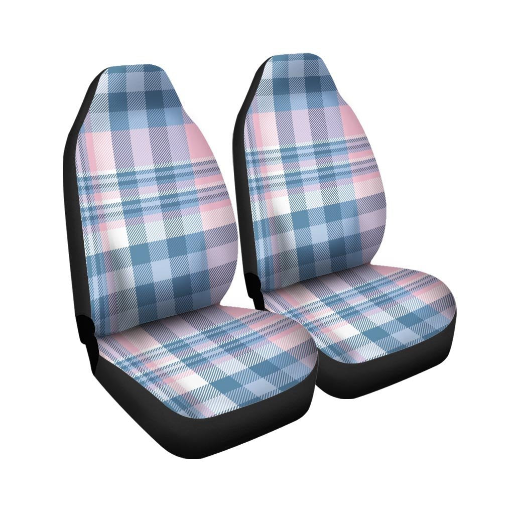 Pastel Blue And Pink Plaid Tartan Car Seat Covers-grizzshop