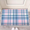 Pastel Blue And Pink Plaid Tartan Door Mat-grizzshop