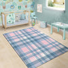 Pastel Blue And Pink Plaid Tartan Floor Mat-grizzshop