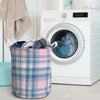 Pastel Blue And Pink Plaid Tartan Laundry Basket-grizzshop