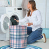 Pastel Blue And Pink Plaid Tartan Laundry Basket-grizzshop