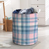 Pastel Blue And Pink Plaid Tartan Laundry Basket-grizzshop