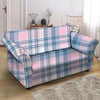 Pastel Blue And Pink Plaid Tartan Loveseat Cover-grizzshop