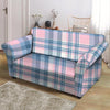 Pastel Blue And Pink Plaid Tartan Loveseat Cover-grizzshop