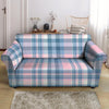 Pastel Blue And Pink Plaid Tartan Loveseat Cover-grizzshop