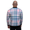 Pastel Blue And Pink Plaid Tartan Men's Bomber Jacket-grizzshop