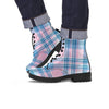 Pastel Blue And Pink Plaid Tartan Men's Boots-grizzshop