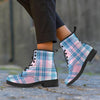 Pastel Blue And Pink Plaid Tartan Men's Boots-grizzshop